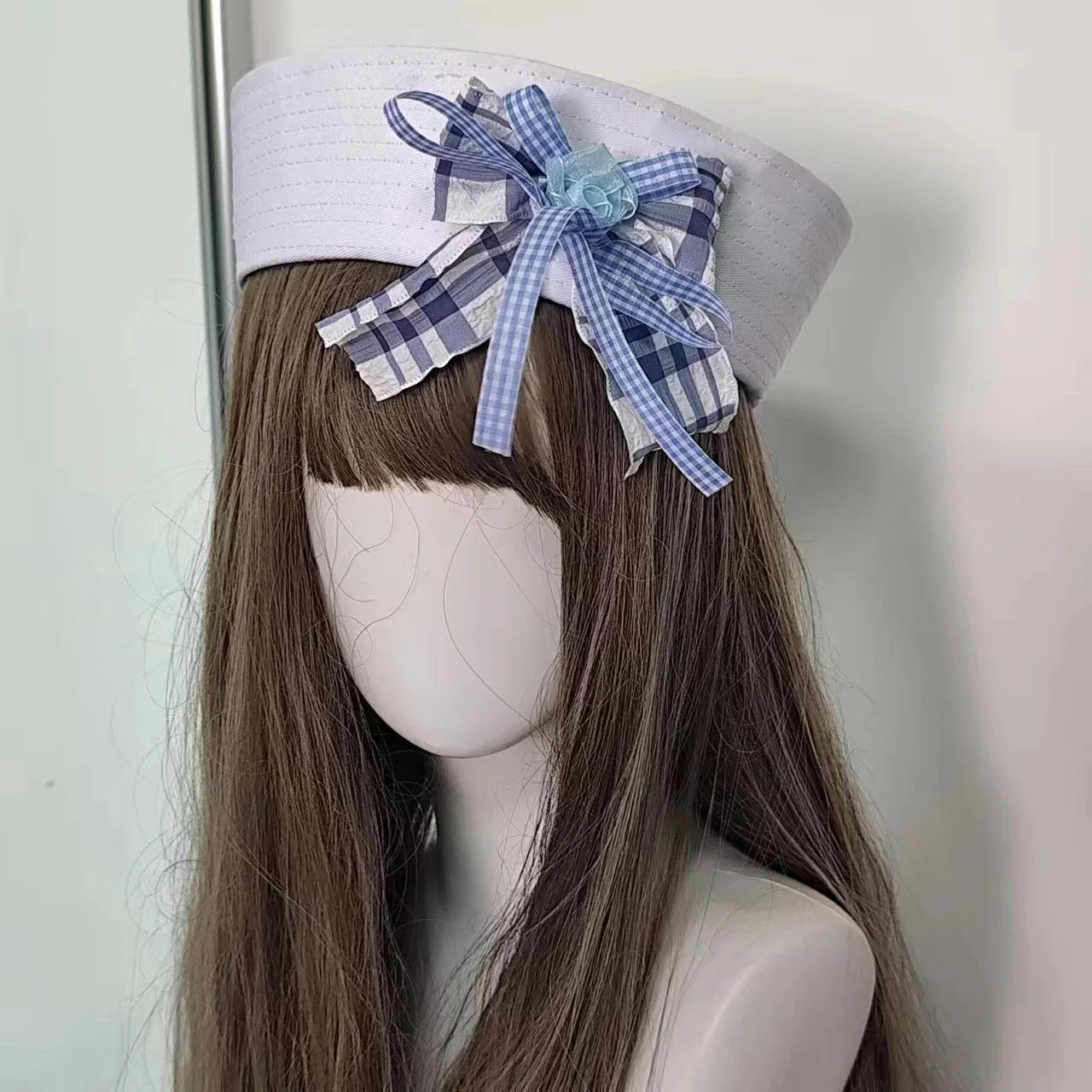 Zoete Balletten Stijl Bloem Plaid Boog Baret JK Sailor Cap Harajuku Y2K Vrouwen Caps Lolita Meisje Handgemaakte Decoratieve Hoed