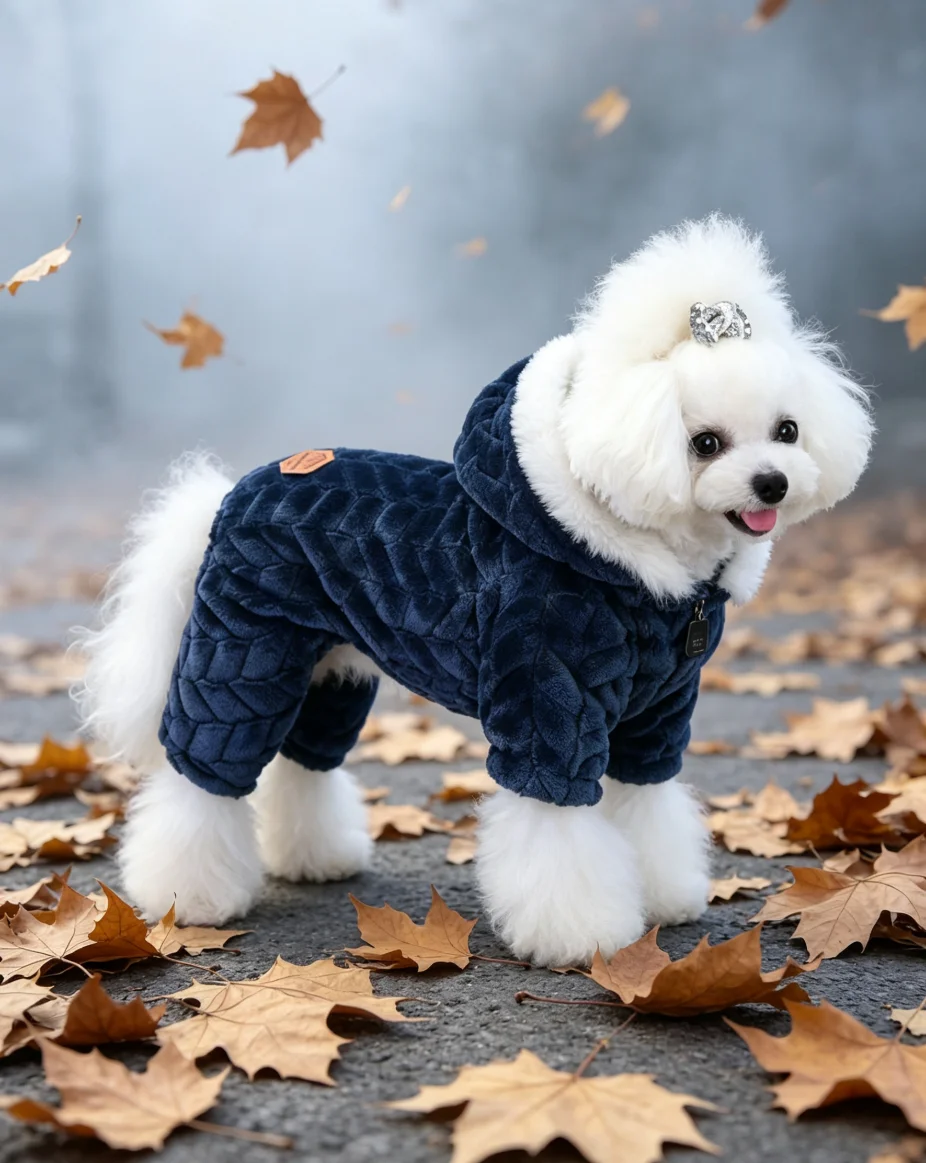 Haustierkleidung, verdickte warme Herbst- und Winteroutfits, Hundekleidung, Tierkostüme, vierbeinige Welpenanzüge, verdickte warme Mäntel – Detail 12
