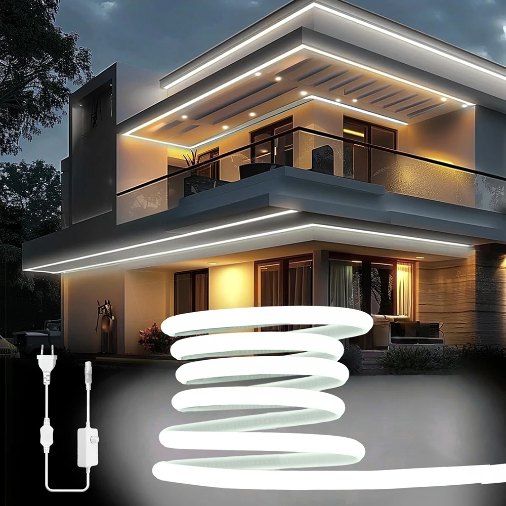 220V Dimmer Schalter COB LED Neon Streifen EU Power Kit Licht Flexible 288LEDs Milchröhre Lampe 3000k 4000k 6000k RA90 Linear Beleuchtung