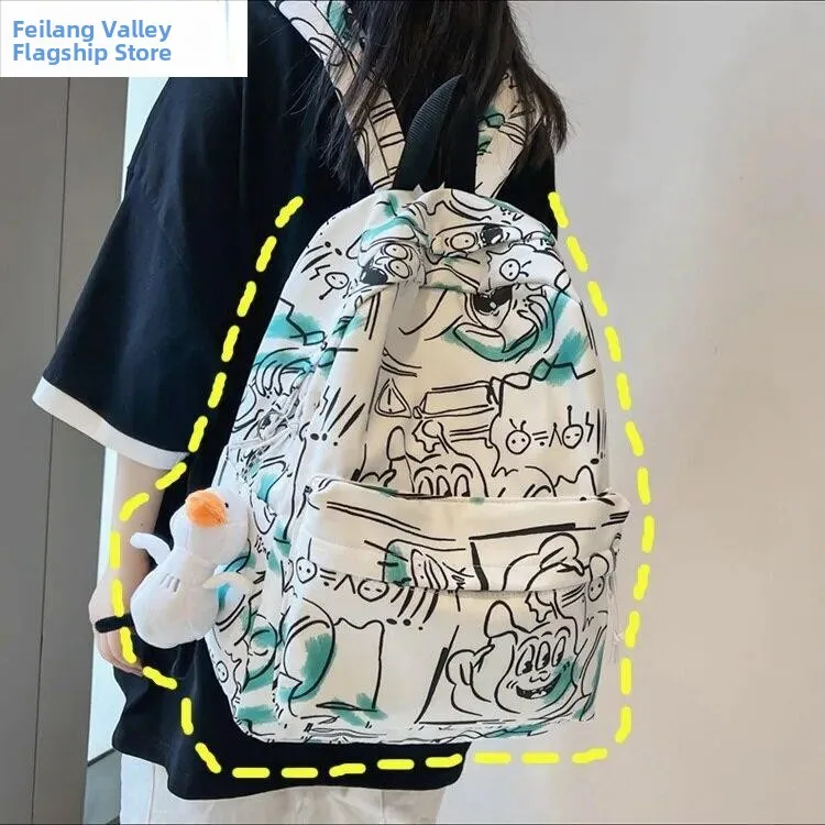 

Cool Graffiti Japanese High School Student Middle School Leisure Men's Backpack Women's Double Shoulder Bag Unisex Backpack