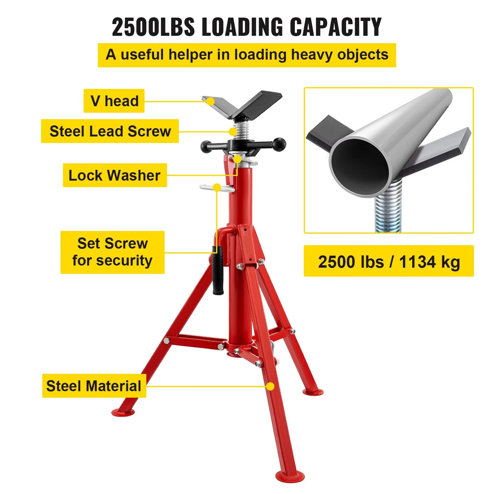 Pipe Jack Stand With V-Head Pipe Stand 1/8\