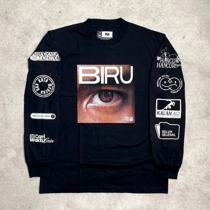 

Black Casual Loose Long-sleeved Y2k Harajuku Trendy Brand Printed Top American High Street Retro Cotton Oversized T-shirt Men