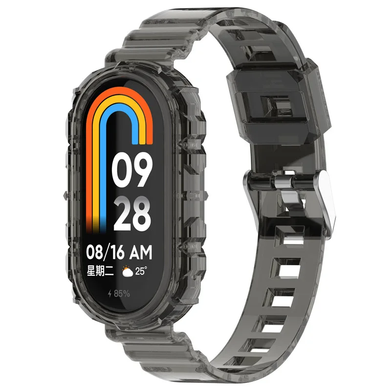 Cinturino 2 in 1 per Xiaomi Mi Band 8 Cinturino in silicone resistente e morbido per protezione Xiaomi Mi Band 9 con guscio del telaio