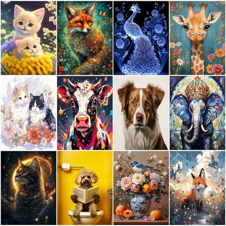 

RUOPOTY Painting By Numbers Draw Animals Handpainted Oil Painting On Canvas Adults Crafts Picture Paint Kits Bedroom Decoration