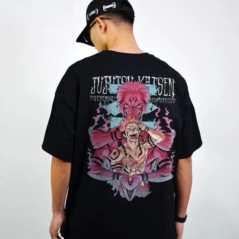 

2026 Fashion New Jujutsu Kaisen Spell Return Print Casual Men's Sports Loose T-shirt Large Short Sleeve Top Short Sleeve