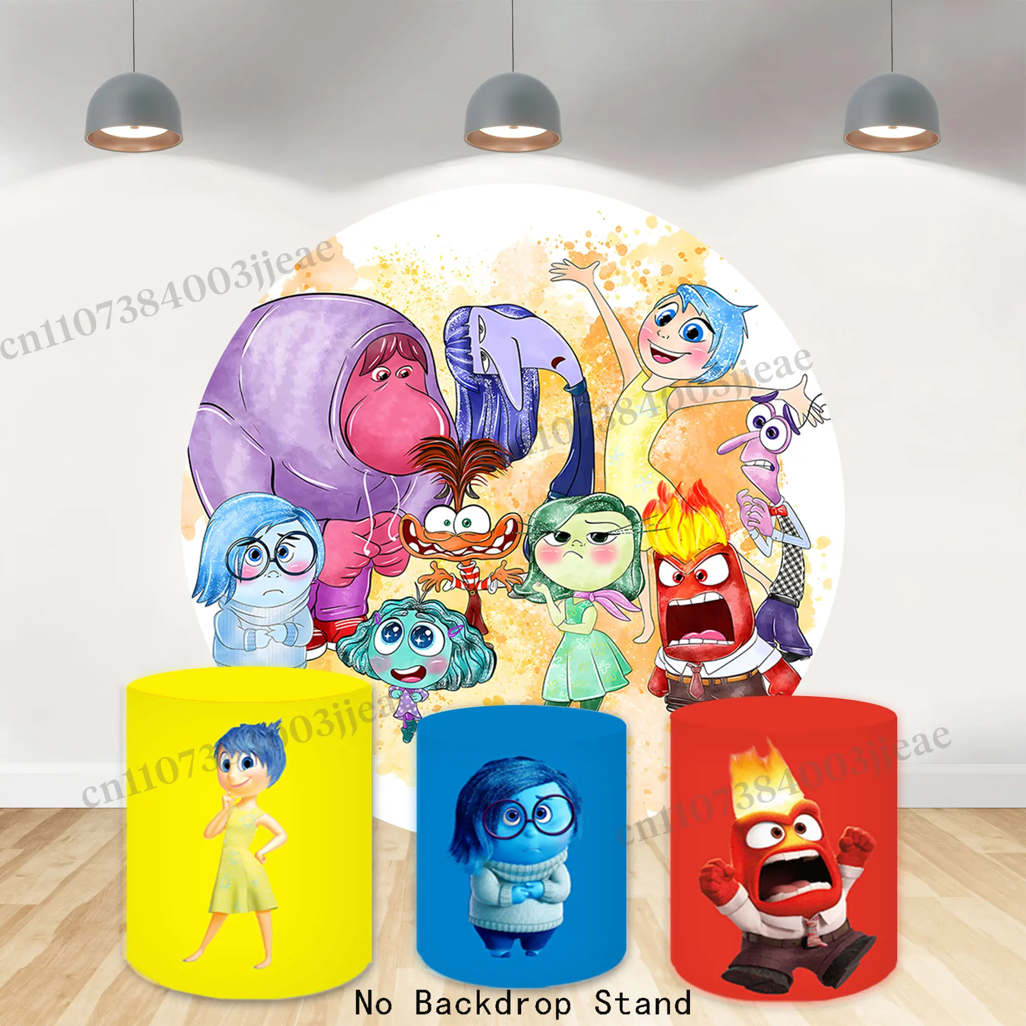 

Inside Out Party Round Backdrop Kids Baby Shower Cylinder Covers Birthday Living Room Decoration Banner Photography Studio Props