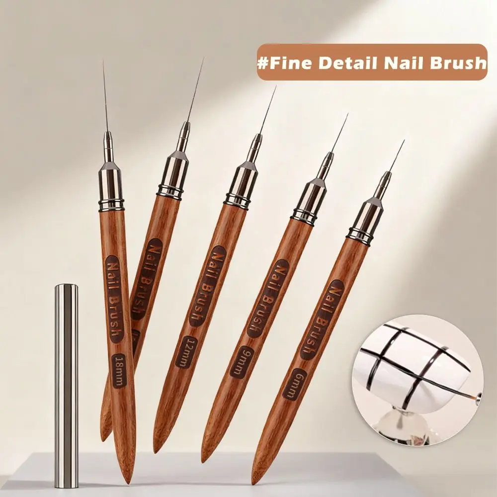 6/9/12/15/18mm Nail Liner Brush Sandalwood Pole Professional Nail Line Drawing Brush Nail Art Painting Brush Nail Painting