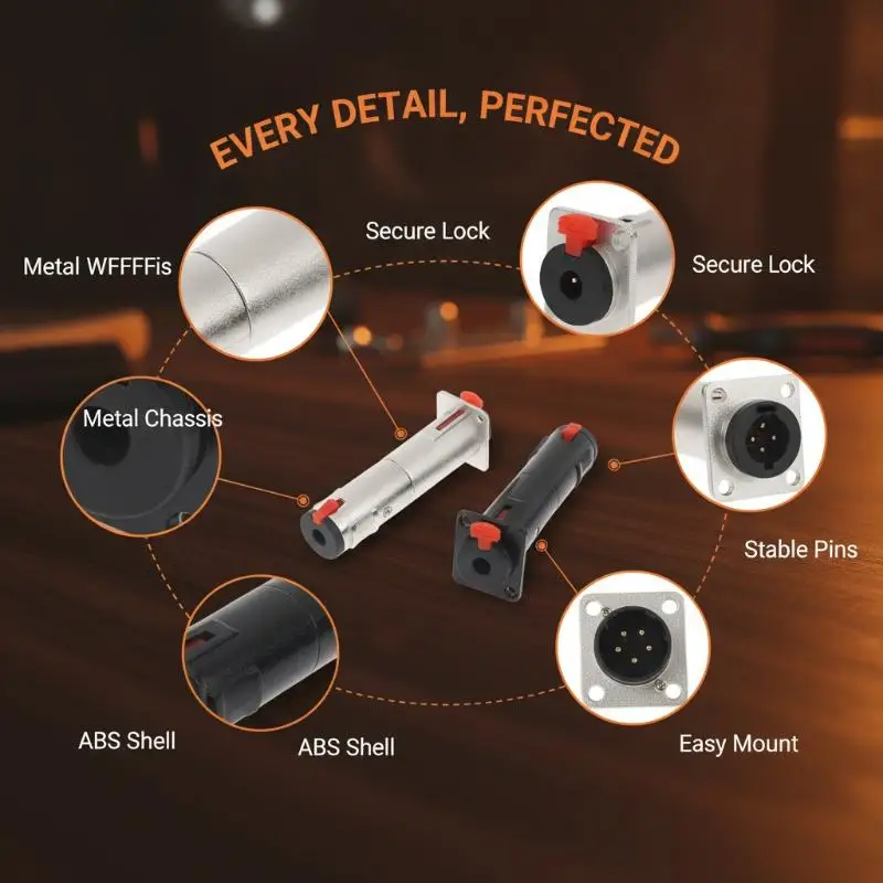6.35mm TRS Female To Female Jack Adapter Solderless Panel Mount Easy Install Audio Connector for Guitar Pedalboard