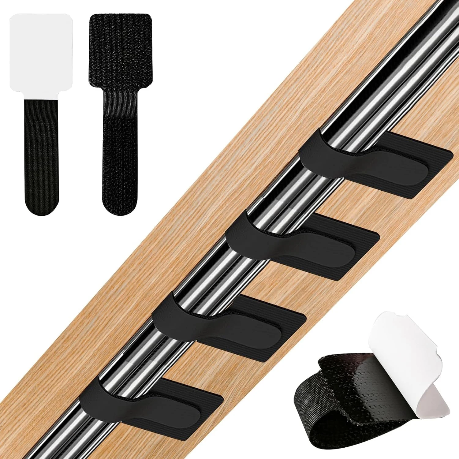 10/30/100Pcs Self Adhesive Cable Organizer Clips Reusable Hook And Loop Cord Holders For Home And Office