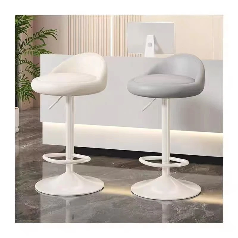 Modern home bar stool with PU leather and metal frame, commercial high bar chair