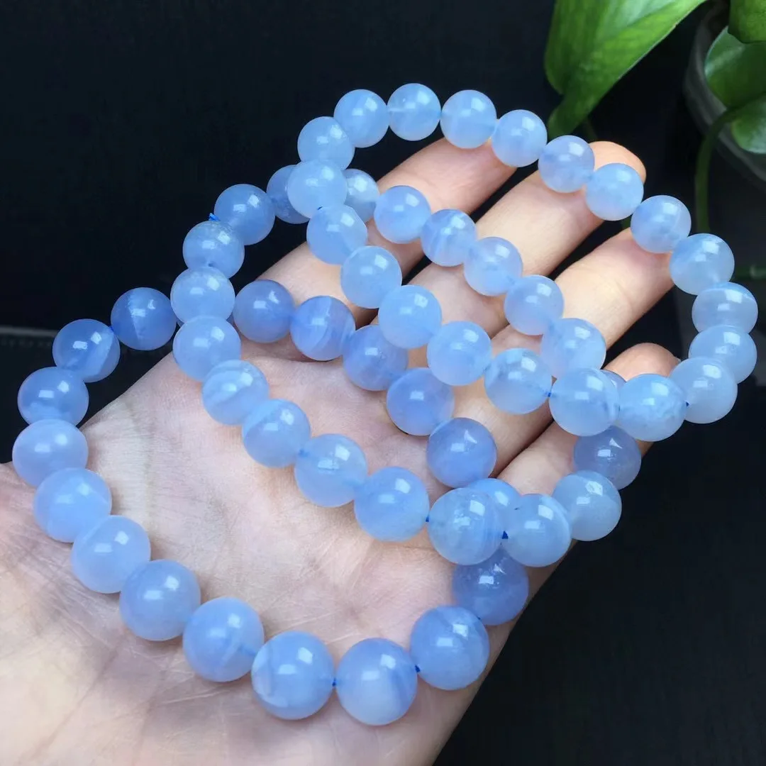 

Браслет Fengbaowu из натурального голубого агата с кружевом, круглые бусины, восстанавливающий камень, Модная бижутерия, подарок для женщин и мужчин, 1 шт.