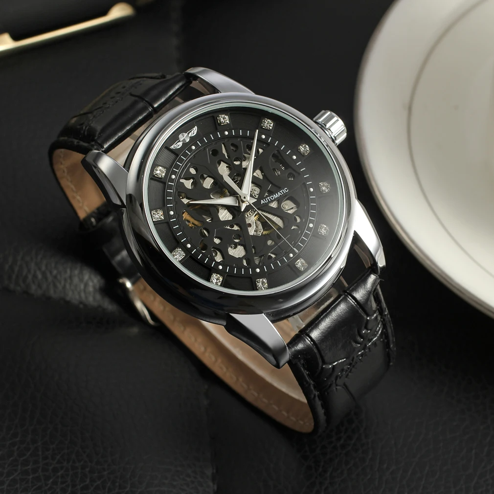 

ПОБЕДИТЕЛЬ Дизайнерские роскошные винтажные мужские часы со стальным скелетом, механические часы с автоматическим механизмом, водонепроницаемые кожаные повседневные мужские часы 2025