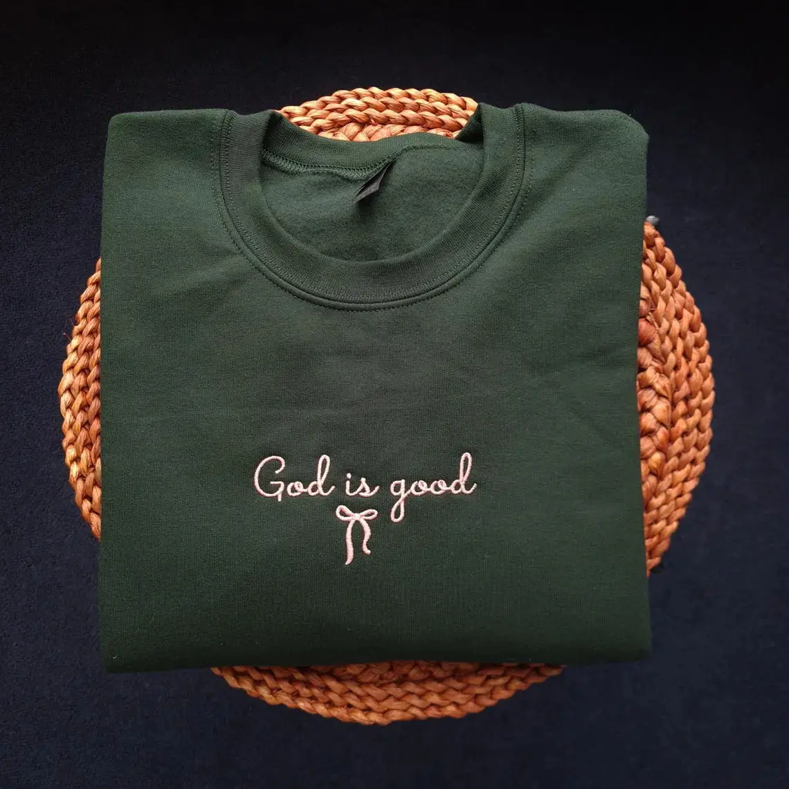

Женский свитшот God is Good с вышивкой, темно-зеленый, теплый, свободный, с длинными рукавами, повседневный христианский пуловер