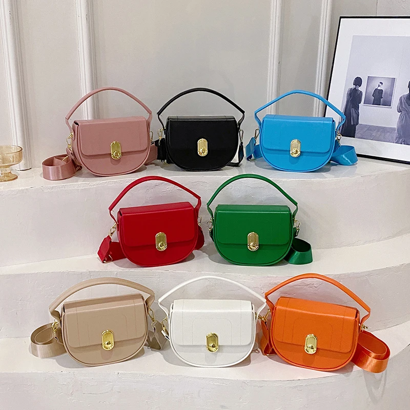 Mini bolsa tiracolo sela para mulheres, couro PU, alça larga, bolsa de ombro, bolsa senhora, novo designer, 8 cores, pequena, 2024