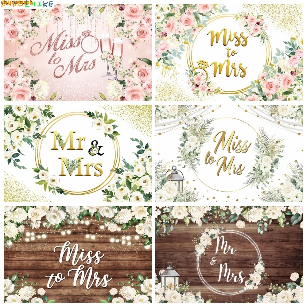 

Mr&Mrs Bridal Shower Wedding Party Backdrop for Photography Miss to Mrs Bride To Be Engagement Anniversary Photo Background