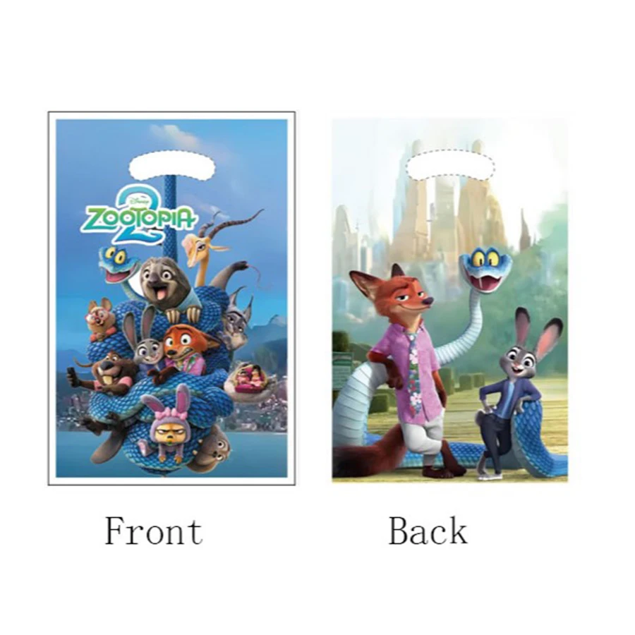 10/20/30 Uds. Bolsas de regalo de Anime Zootopia, bolsa de goody de conejo, bolsa de plástico para dulces, suministros de recuerdo de fiesta para niños de Navidad, Baby Shower