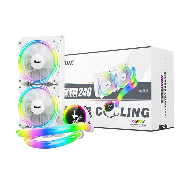 Ruix Cold Frost 240MM White PWM CPU Cooler DIY Computer Case Water Cooling RGB Fan Kit for PC