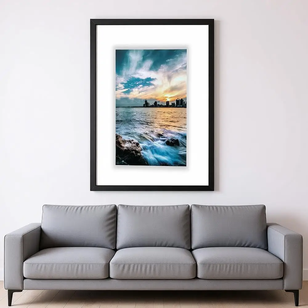 

24 Inch Black Wood Double Glass Float Picture Display for 11x14/11x17/12x18/13x19/16x20 Photos, Plant or Petal Specimens, Wall H