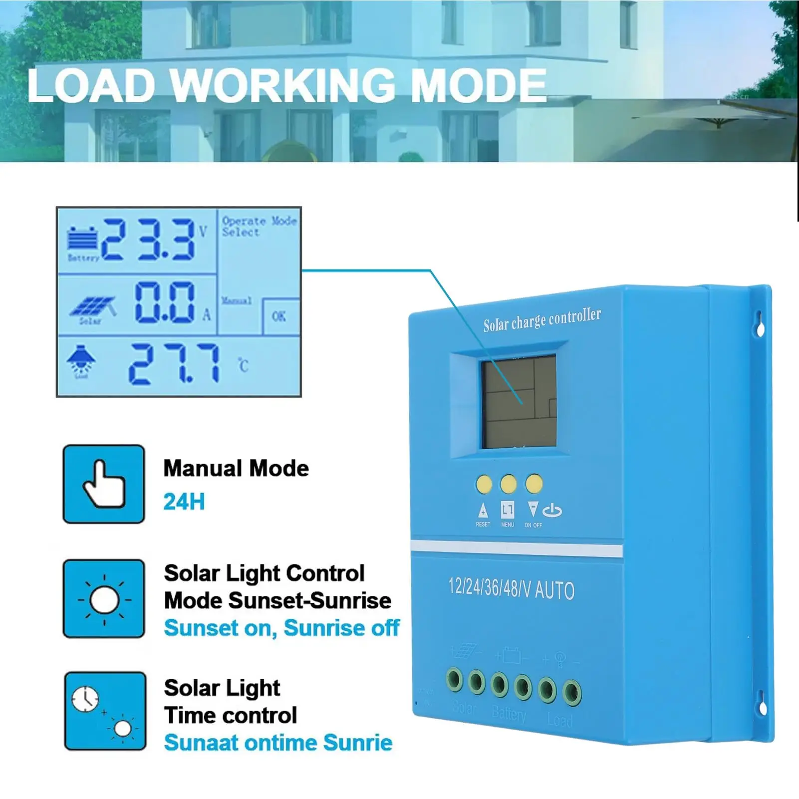 Blue 80A 100A MPPT Solar Charge Controller 12V 24V 36V 48V USB Solar Panel Battery Intelligent Regulator for Lead-acid/Lithium