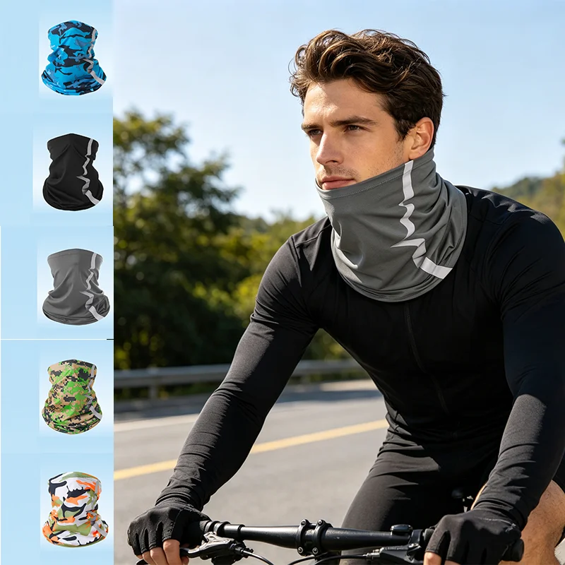 

Outdoor Face Cover Summer Ice Silk Sunscreen Cooling Breathable Hiking Neck Gaiter Windproof Sun Protection Cycling Face Mask