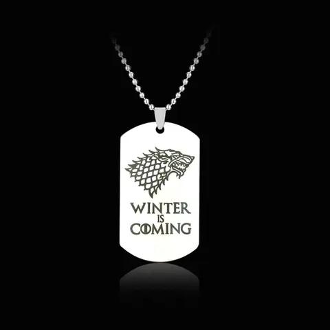 Game of Thrones Winter Is Coming House Stark Wolf Head Pendant Necklace Ice And Fire Llaveros Of Movie Gifts