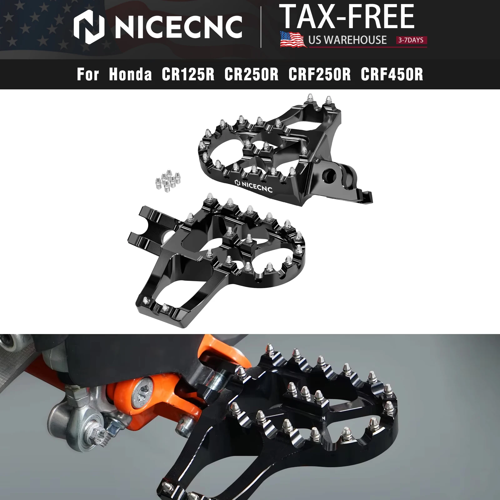 

NICECNC для Honda CRF250R CRF450R 2004-2024 CR125R CR250R 2002-2007 CRF150R 2007-2022 удлинитель подножек подножки сзади