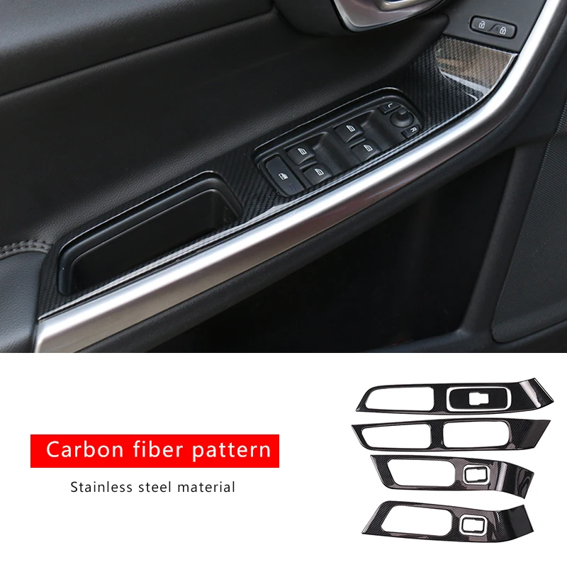 stainless steel Door Armrest Panel Decoration Cover Window Glass Lifting Buttons Sticker Trim For Volvo V60 S60 XC60 2010-2017