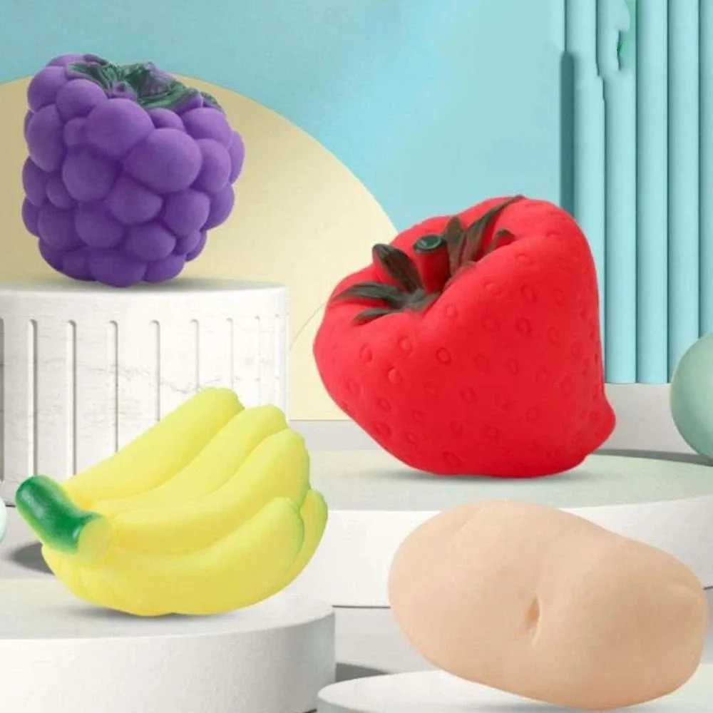 Tricky Vinyl Simulated Fruit Squeeze Sound Kneading Vegetable Baby Bath Cartoon Pinch Fruit Play Water Bath Birthday Gift
