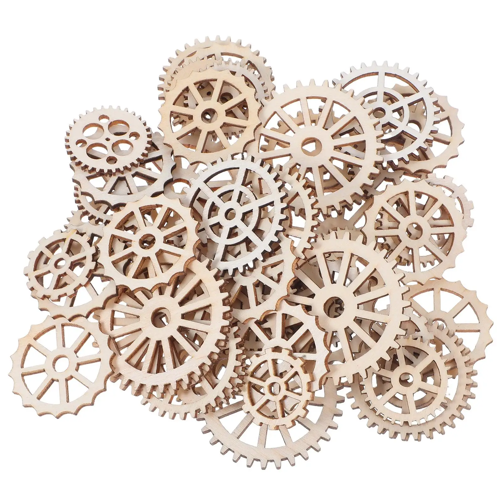 

50 Pcs Wooden Gear Pendant Cute Room Decor Artificial Plants Home House Industrial Style Wall Decorate