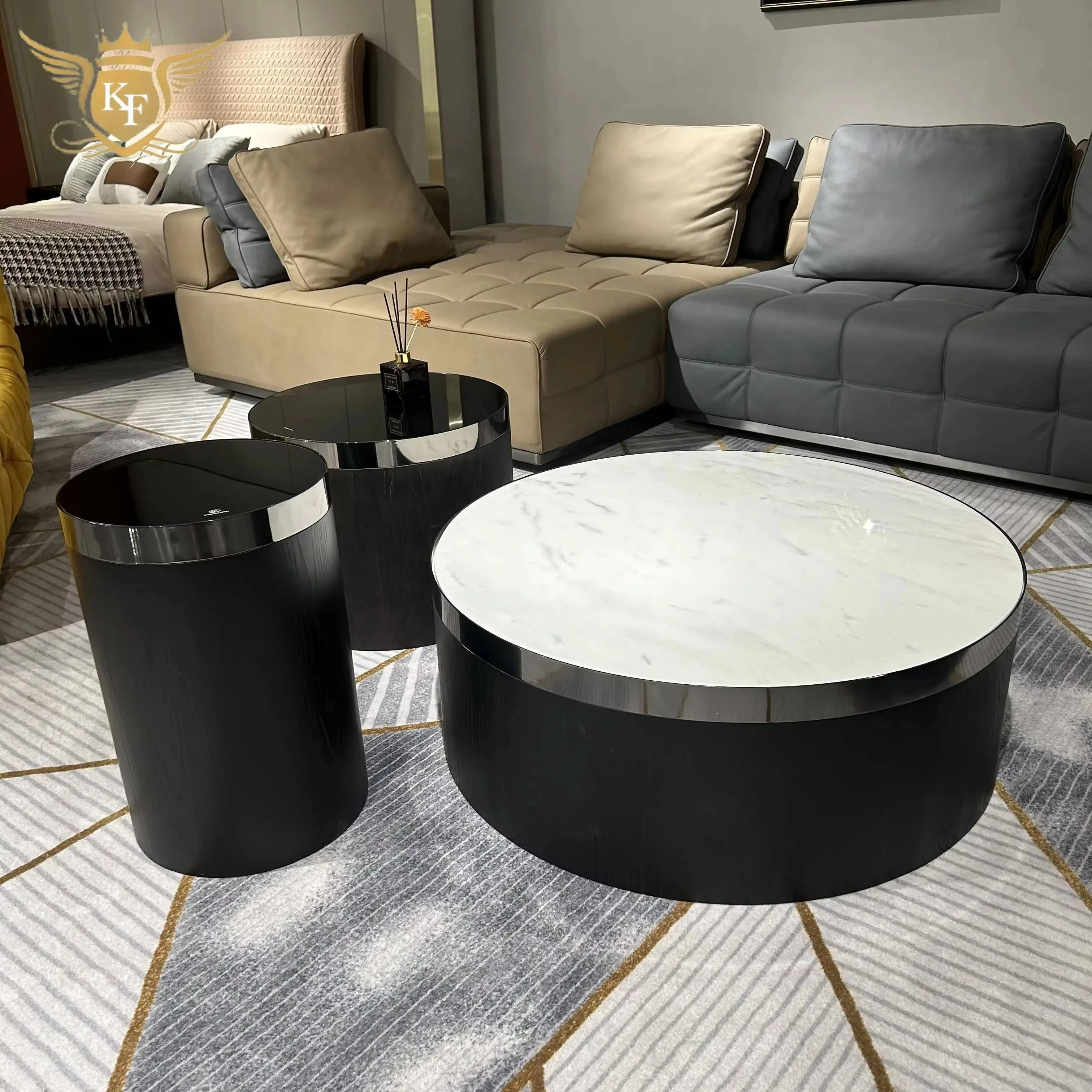 

Hot-selling modern luxury convertible coffee table, marble countertop stone frame, customizable colors, living room furniture