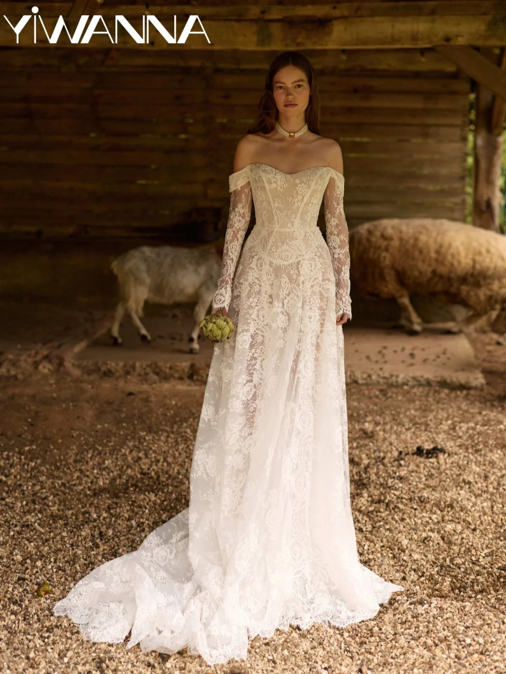 

Off Shoulder A-line Lace Wedding Dress Classic Floor-length Strapless Bridal Gown Customized Elegant Illusion Dresses For Bride