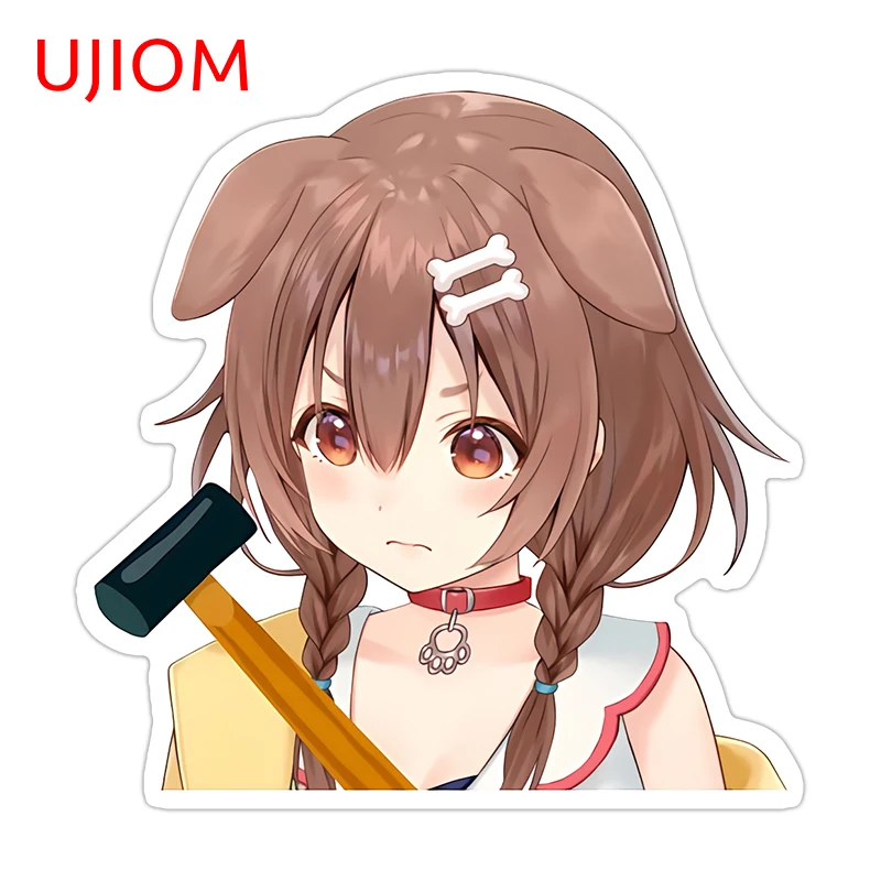 UJIOM Inugami Korone Hololive Wall Sticker Creative Half Body Girl Computer Cooler Decal Sunscreen PVC Window Vestibule Decor
