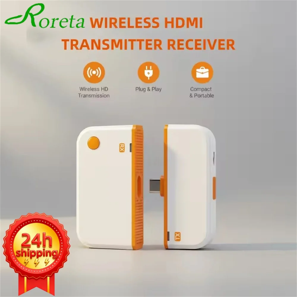 50m Type C HDMI-Compatible Wireless Video Transmitter Receiver Extender Adapter TV Stick Dongle for PC Phone TV Monitor Laptop