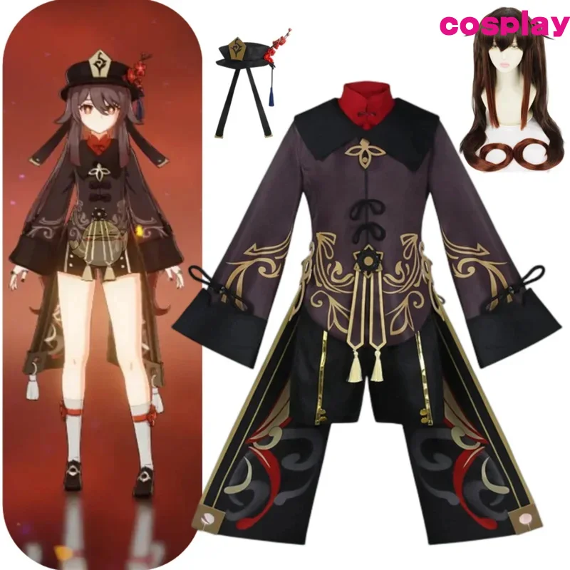 New 2022 Anime Genshin Impact Hulai Hu Costume Women Halloween Clothes Wigs C