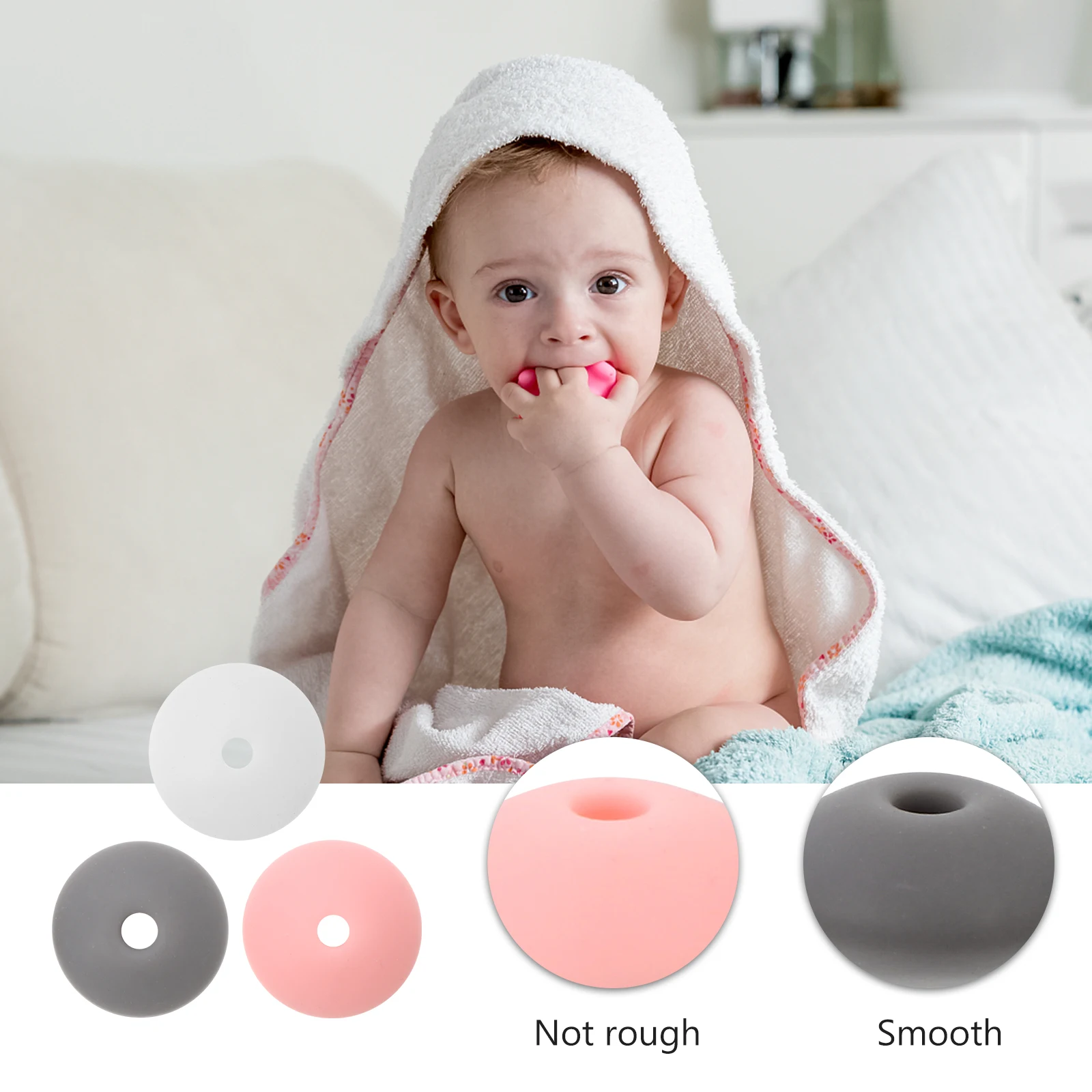

60pcs Baby DIY Bracelet Diy Pacifier Chain Clip Food Grade Baby Bracelet Beads Pacifier Clip Beads Safe Chew Toy