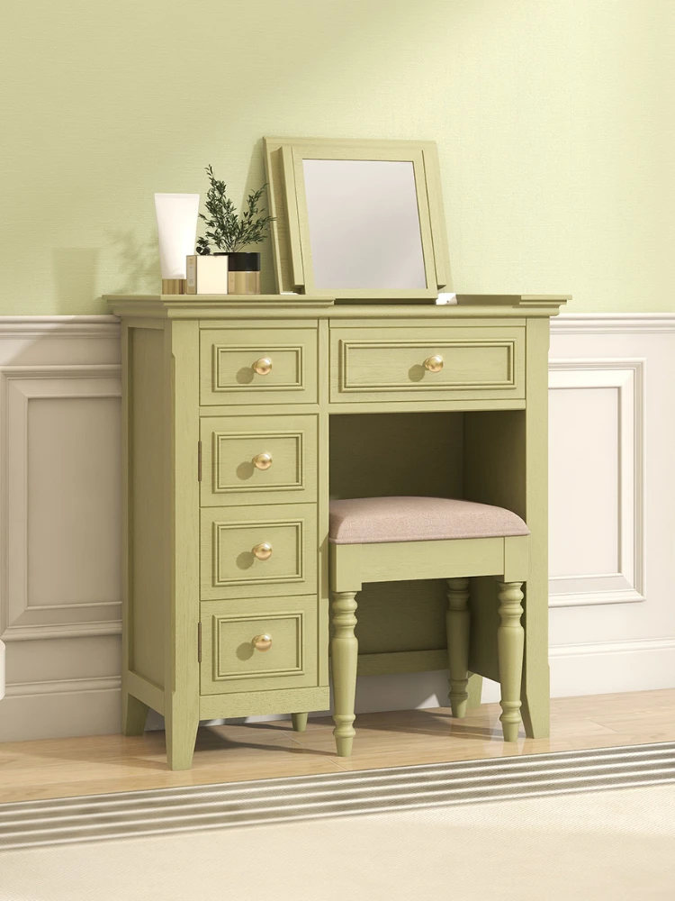 Simple Dressing Table Idyllic Fresh Makeup Table Small Storage Table Mirror All-in-One Cabinet