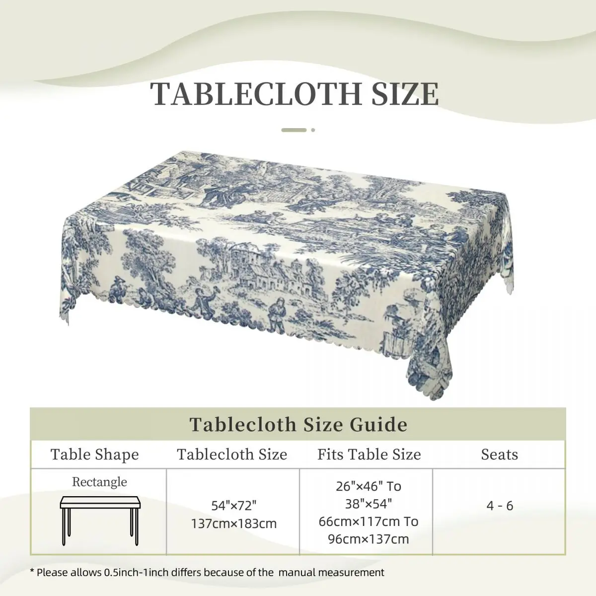 Toile De Jouy Number 2 Table Cloth Side Table Dressing Table Party Decoration Table Cover Waterproof