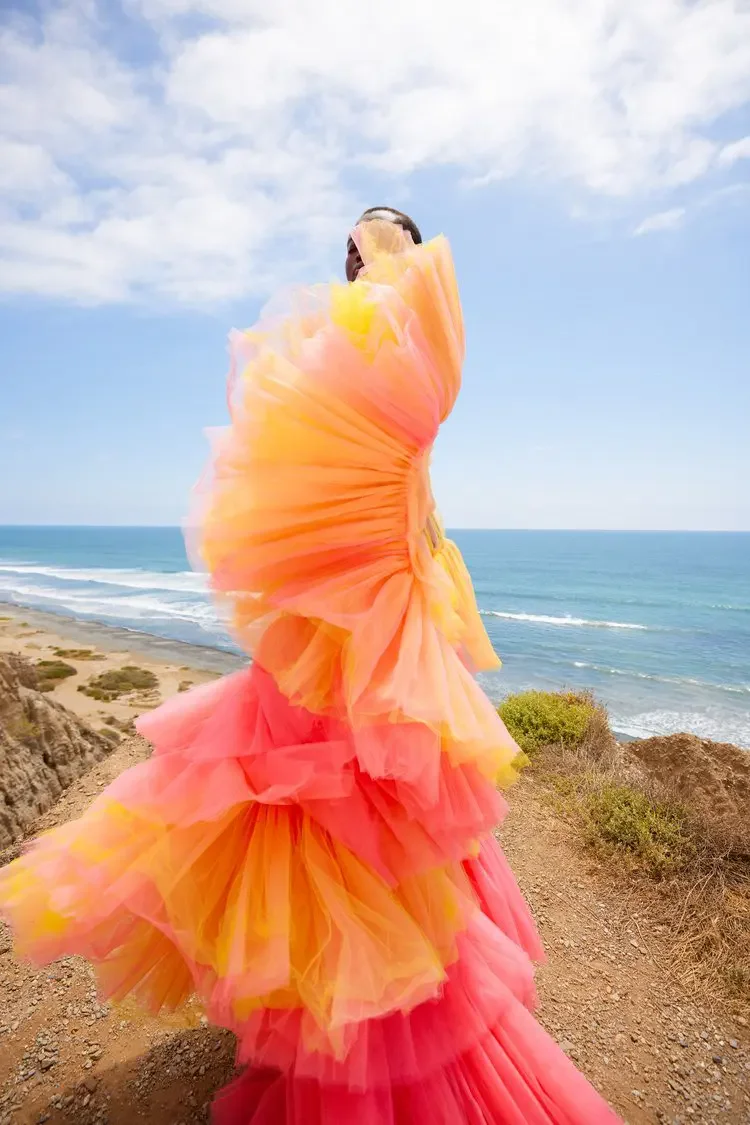 Colorful Tulle Prom Party Dresses Multi-colors Layered Formal Occasion Dress 2025 Bridal Shower Photoshoot Dress Custom
