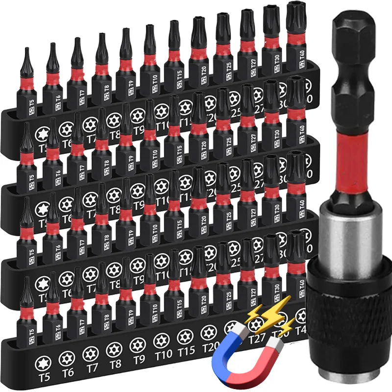 Juego de puntas de destornillador magnético, broca eléctrica de acero S2, cabeza hexagonal Torx, brocas de impacto métrico, herramientas manuales con soporte