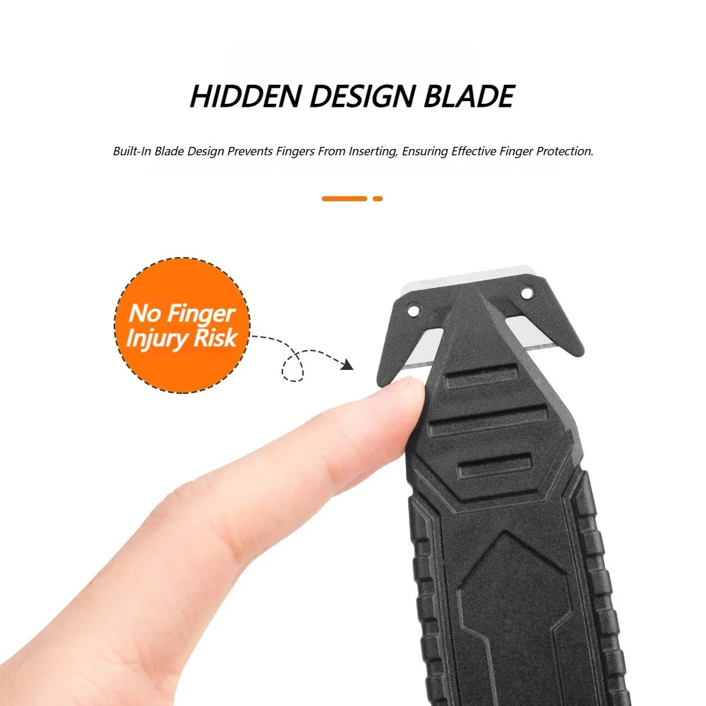 Portable Box Opener, Multifunctional Safety Art Cutter with Black Handle, Protective Utility Knife for Daily Use