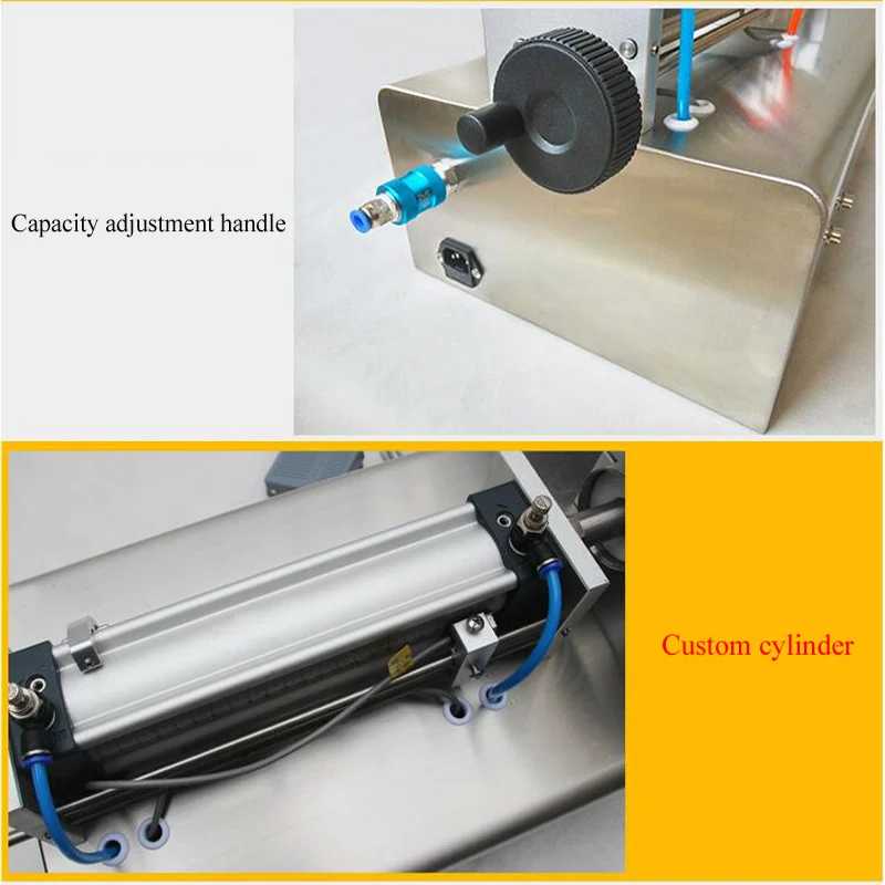 

Коммерческая горизонтальная полуавтоматическая пневматическая машина для розлива жидкостей, 10-100 мл, поршневая машина для наполнения напитков, упаковщик сока