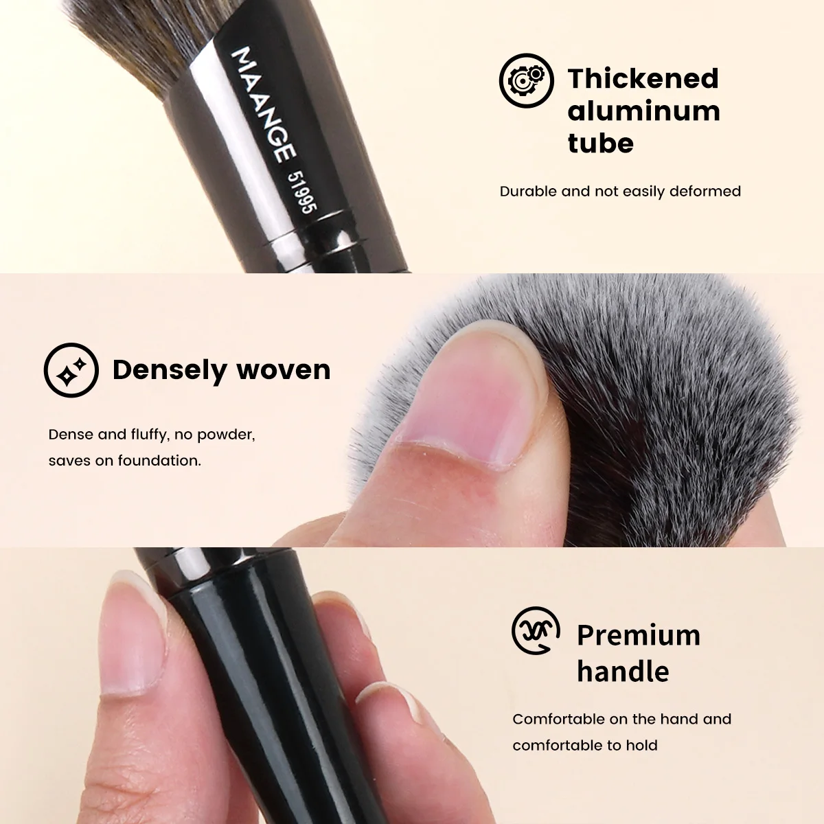 MAANGE Pennello per trucco con angolo superiore Pennello per contorno Fondotinta in polvere Cosmetici Miscelazione Setole morbide Delicato sulla pelle per il regalo da viaggio