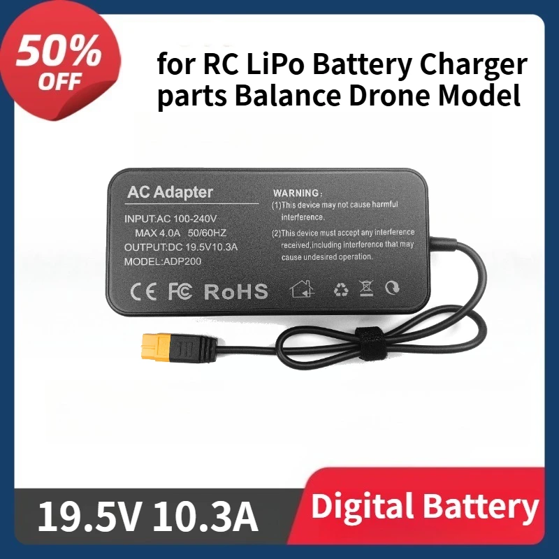 

ADP200 AC Power Adapter for RC LiPo Battery Charger parts Balance Drone Model 200W Supply XT60 Plug Output 19.5V 10.3A