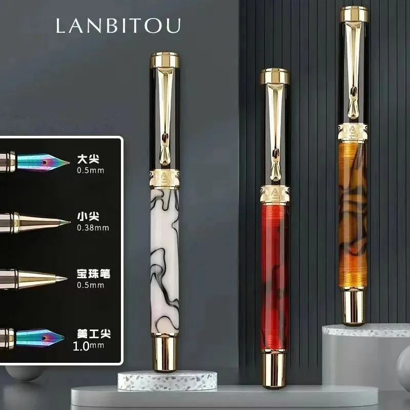 

Luxury 2055 Metal Resin Gold Clip Fountain Nib F Stationery Pen 0.5mm Gifts Students Pens Business Writing Office Tool