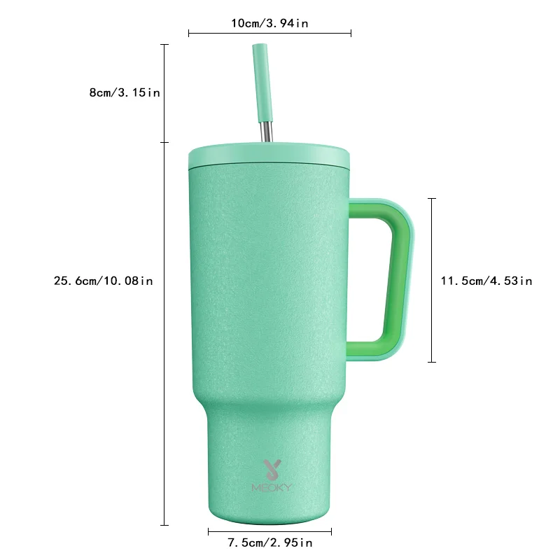 Meoky 40oz Cup Stainless Steel Vacuum Insulated Cup Leak proof Tumbler with Handle Thermal Coffee Bottle Large Capacity Car Mug