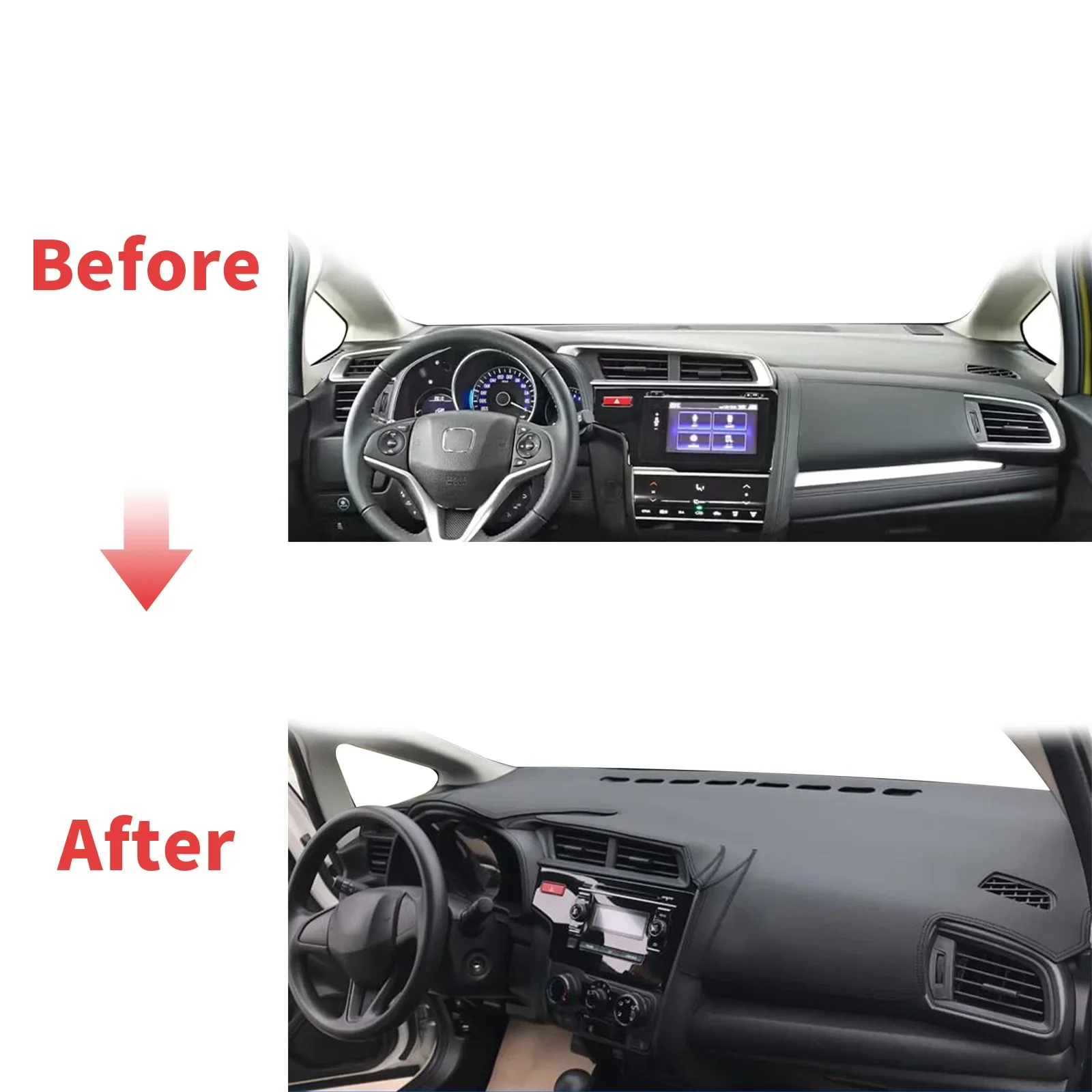 يصلح لهوندا صالح جاز 2013 2014 2015-2019 GK5 داشمات داشمات ظلة غطاء لوحة القيادة وسادة واقية السجاد اكسسوارات السيارات #2