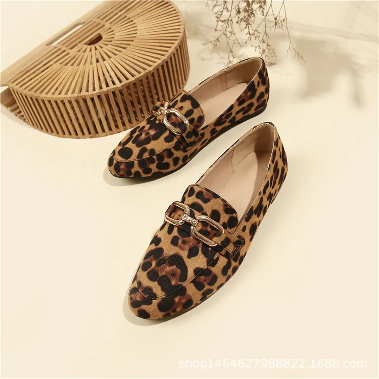 Shoes Woman Flats Soft Modis Loafers With Fur Round Toe Casual Female Sneakers Autumn Dress Leopard 2024 Slip-on New Fall Leisur