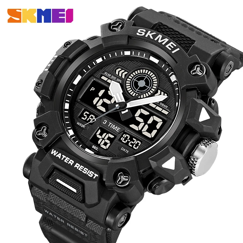 SKMEI Men's Sports Electronic Watch Waterproof Swimming Three Time Stopwatch Timer Alarm Clock Shockproof Digital Men Watch 2226