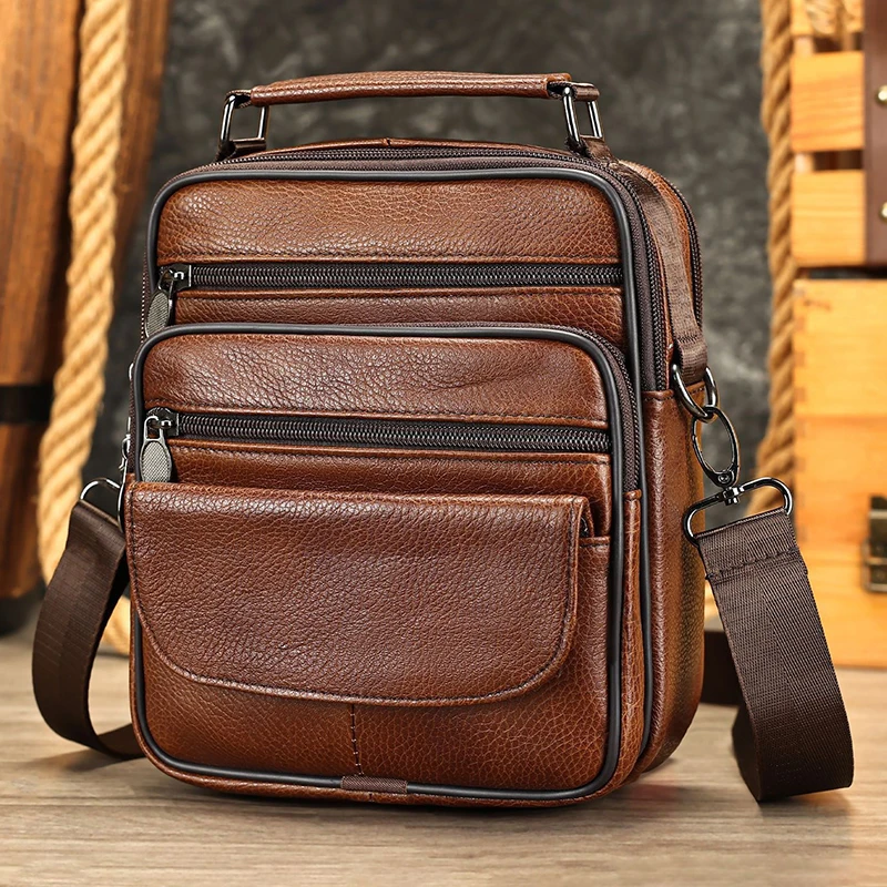 Men's Large size Genuine Leather Shoulder Bags High quality Tote Fashion Business Man Crossbody Messenger Bag Leather Bags