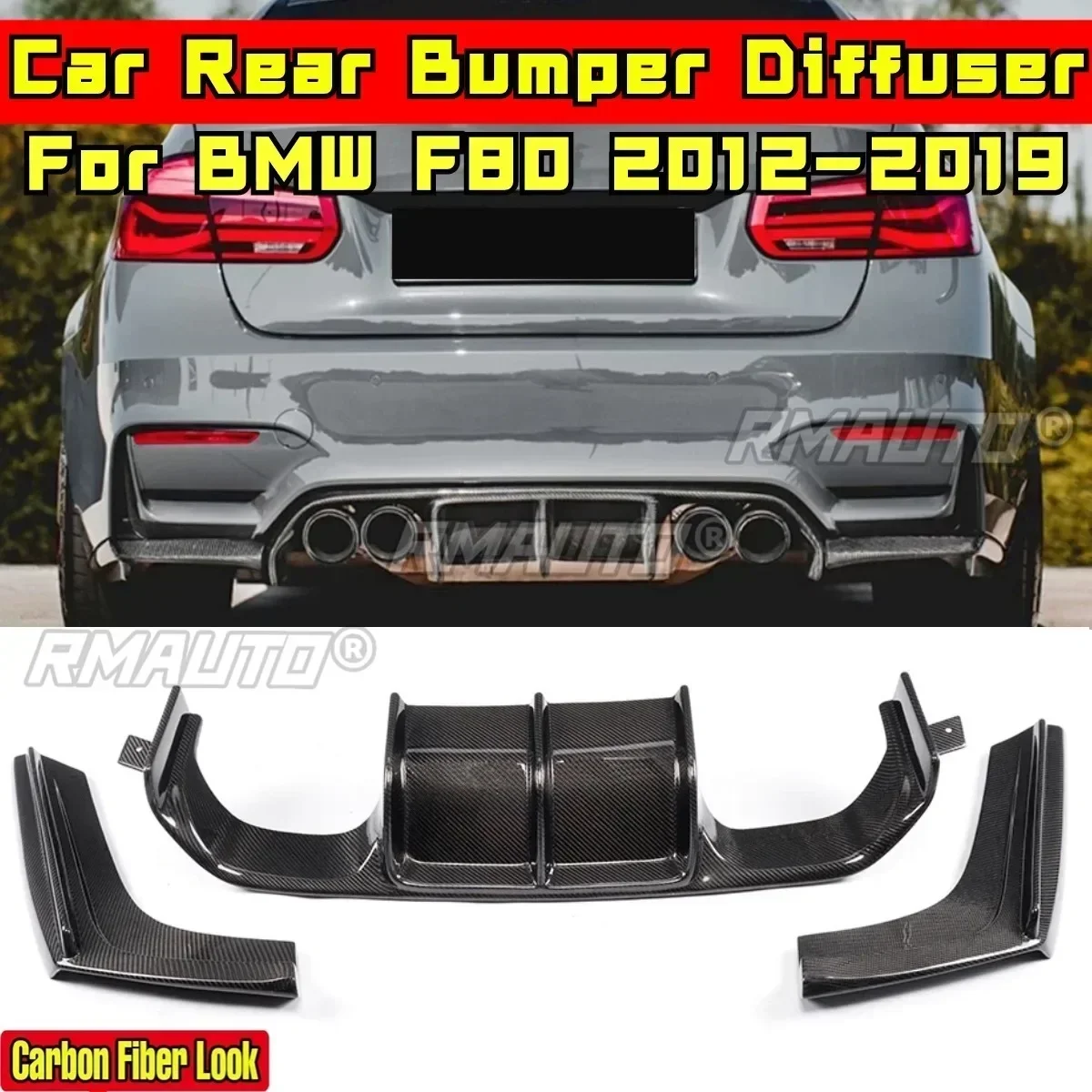 

F80 Rear Bumper Lip Carbon Fiber Look Sport Style Car Bumper Diffuser Body Kit For BMW F80 2012-2019 Car Accessories